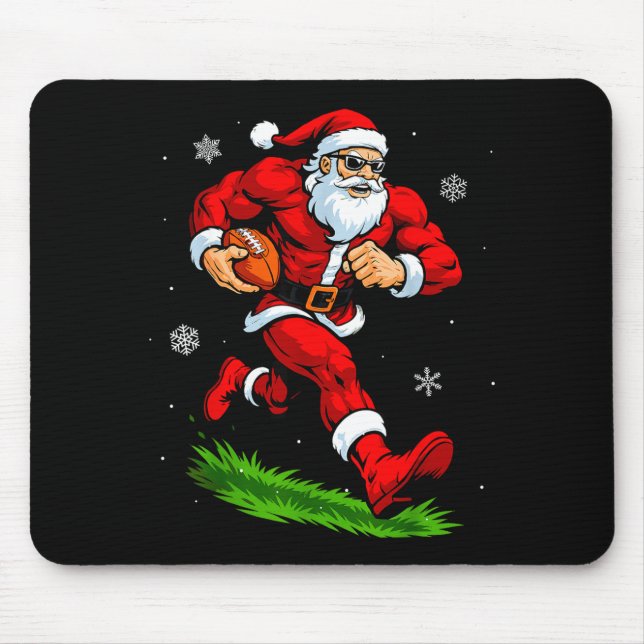 Alfombrilla De Ratón Santa Playing Football Xmas Funny Christmas Footba (Frente)