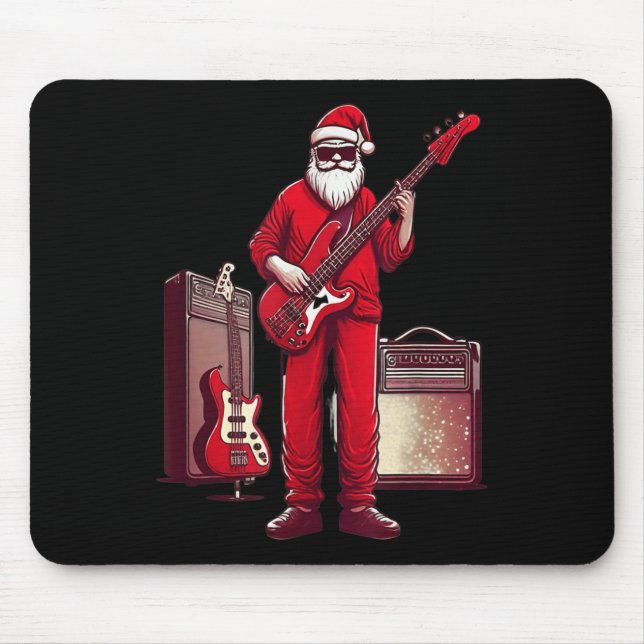 Alfombrilla De Ratón Santa Playing Guitar B Christmas Pajama Musician B (Frente)