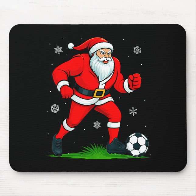 Alfombrilla De Ratón Santa Playing Soccer Xmas Funny Christmas Soccer S (Frente)