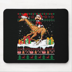 Alfombrilla De Ratón Santa Poodle Riding Giraffe Navidades Sweater Love