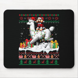 Alfombrilla De Ratón Santa Poodle Riding Llama Navidades Sweater Lover