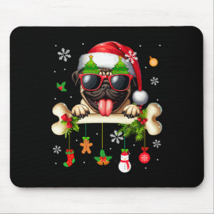 Alfombrilla De Ratón Santa Pug Sungles Cute Bone Xmas Dueño Familia Niñ