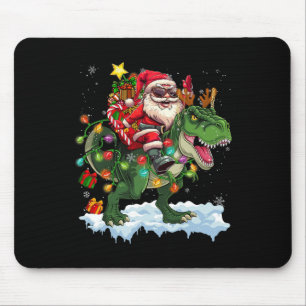 Alfombrilla De Ratón Santa Riding Dinosaur T Rex Christmas Light