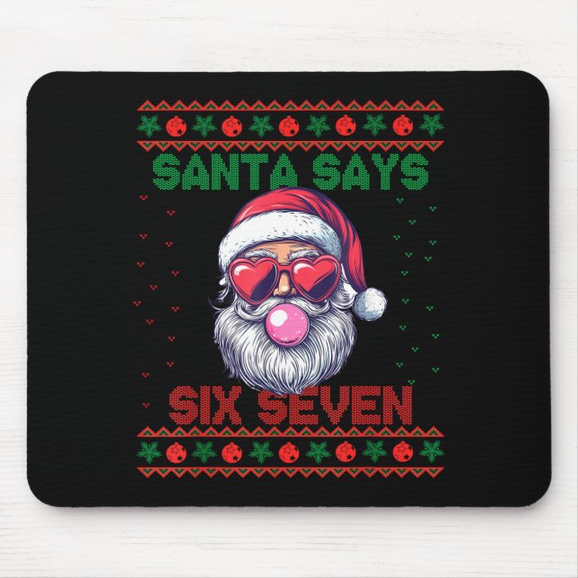 Alfombrilla De Ratón Santa Says Six Seven Ugly Christmas Sweater 67 Mem (Frente)