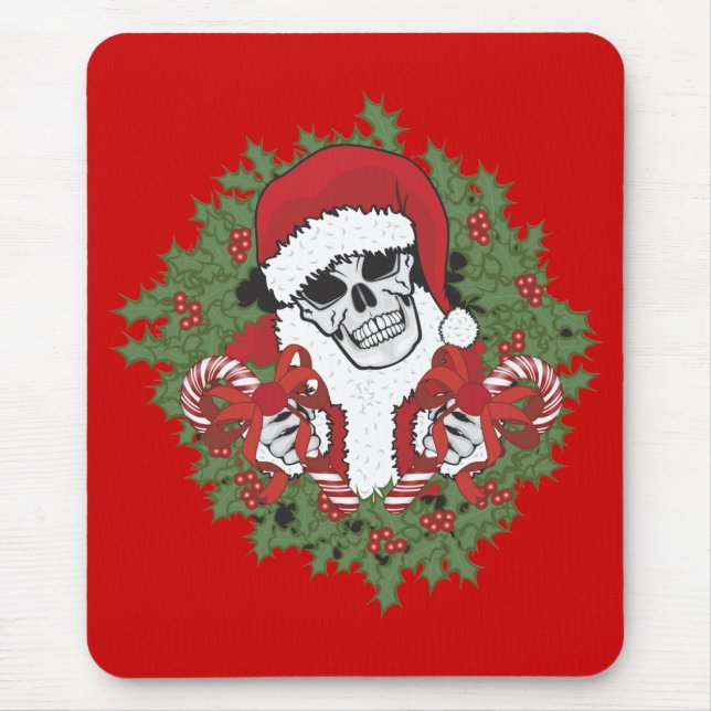 Alfombrilla De Ratón Santa Skull con Wreath (Frente)