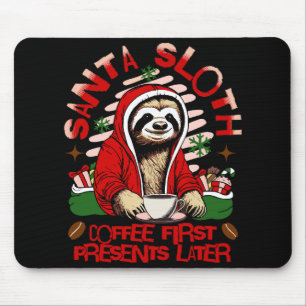 Alfombrilla De Ratón Santa Sloth bebiendo café