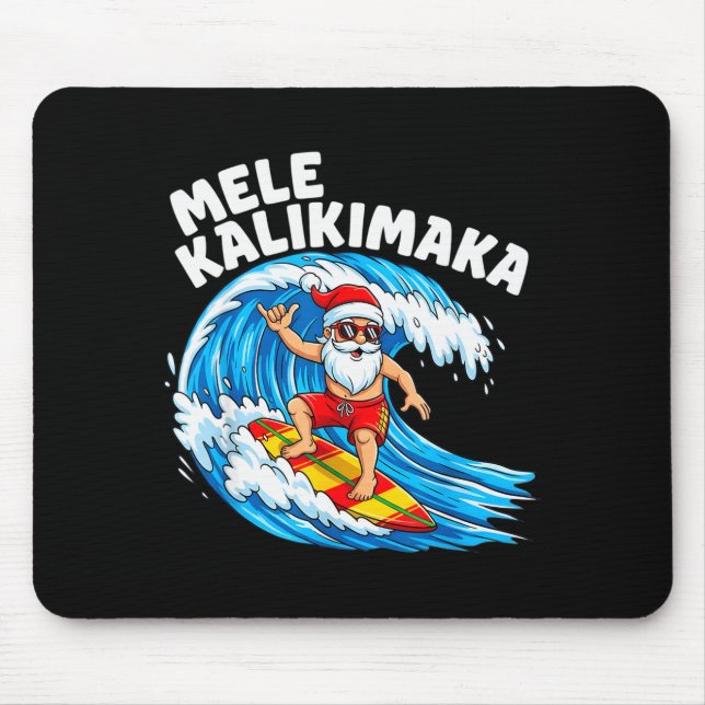 Alfombrilla De Ratón Santa Surfing Mele Kalikimaka Hawaiian Christmas  (Frente)