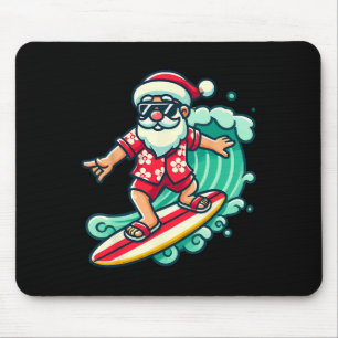 Alfombrilla De Ratón Santa Surfista Vacaciones Tropicales De Navidad Na