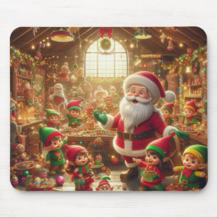 Alfombrilla De Ratón Santa + Sus Elfos en unas Fiestas Navideñas