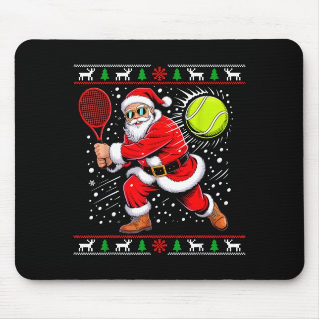 Alfombrilla De Ratón Santa Tennis Player Christmas Xmas Funny Holiday M (Frente)