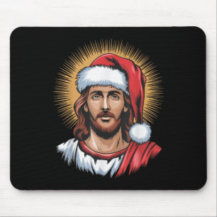 Alfombrilla De Ratón Santa Y Jesús Vimos Esa Feliz Navidad Graciosa