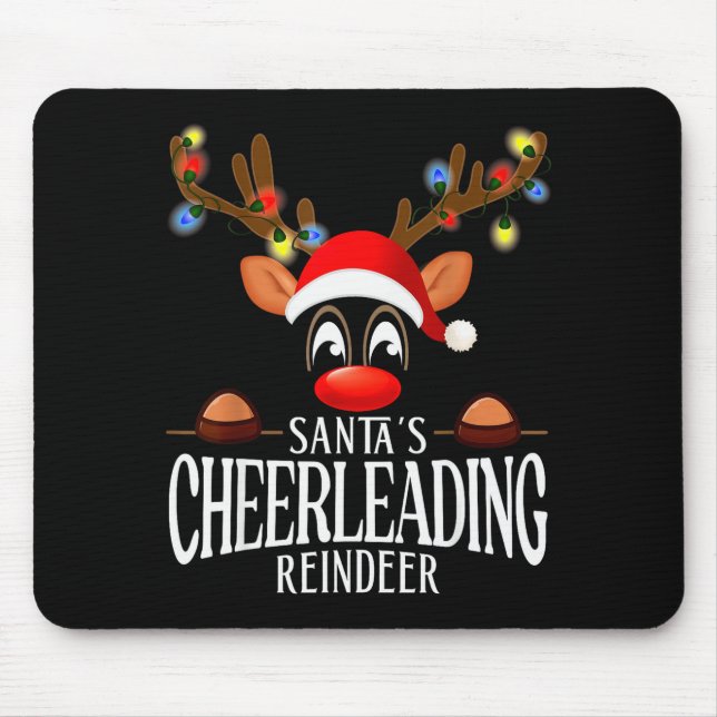 Alfombrilla De Ratón Santa's Cheerleading Reindeer Funny Xmas Matching  (Frente)