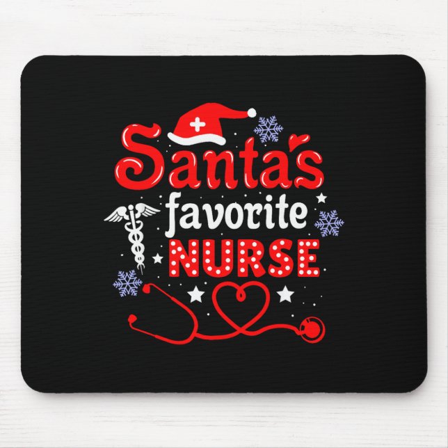 Alfombrilla De Ratón Santa's Favorite Nurse Christmas Short Sleeve  (Frente)