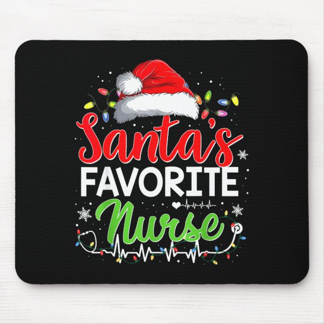 Alfombrilla De Ratón Santa's Favorite Nurse Funny Christmas Nurse Xmas  (Frente)