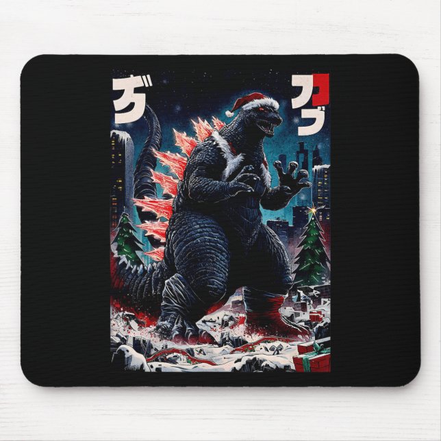 Alfombrilla De Ratón Santazilla Monstruo Japonés Kaiju Dinosaurio Navid (Frente)