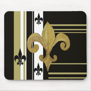 Alfombrilla De Ratón Santos Fleur de lis negro y dorado