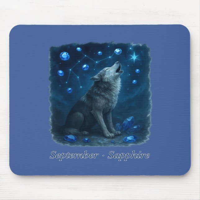 Alfombrilla De Ratón Sapphire de septiembre - Lobo celeste (Frente)