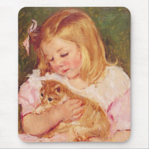 Alfombrilla De Ratón Sara Holding a Cat (por Mary Cassatt)
