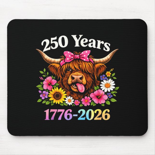 Alfombrilla De Ratón Sarcasm Highland Cow Happy New 250 Years American  (Frente)