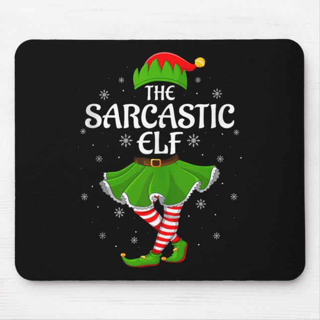 Alfombrilla De Ratón Sarcastic Elf Christmas Family Girls Women Elf Squ (Frente)