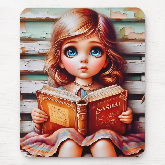 Alfombrilla De Ratón SASHA ~ Chica de época lee su libro ~ Mousepad (Frente)