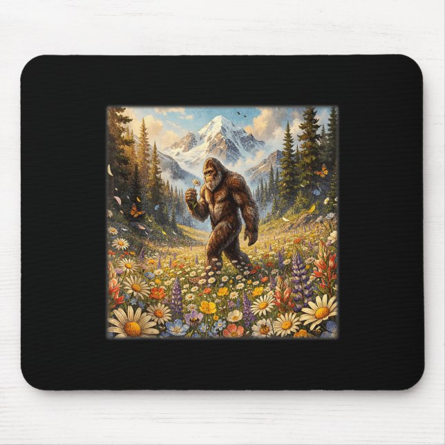 Alfombrilla De Ratón Sasquatch en campo de flores de diente de león big (Frente)