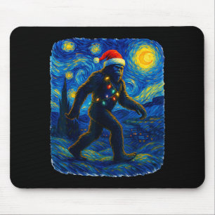 Alfombrilla De Ratón Sasquatch Navidad Bigfoot Sombrero Santa Van Gogh 