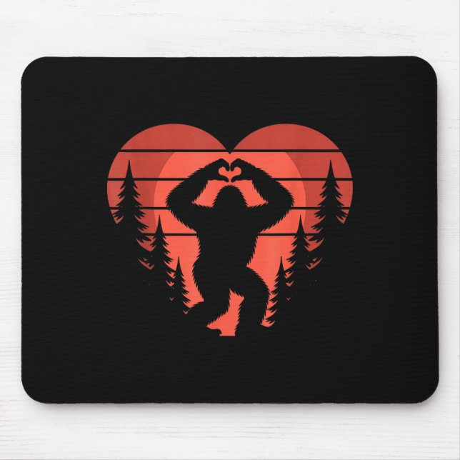 Alfombrilla De Ratón Sasquatch Valentine's Day - Bigfoot Heart Sungles  (Frente)