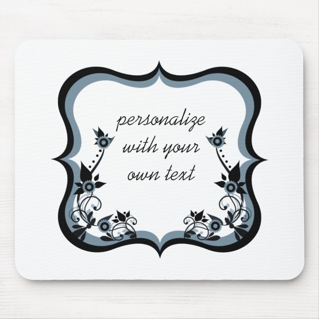 Alfombrilla De Ratón Sassy Floral Frame Mousepad, oscuro Periwinkle (Frente)