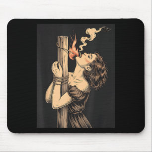 Alfombrilla De Ratón Satan Devil Hell Witch With Flames Cigarette Occup