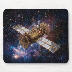 Alfombrilla De Ratón Satélite de comunicaciones Steampunk estrellado