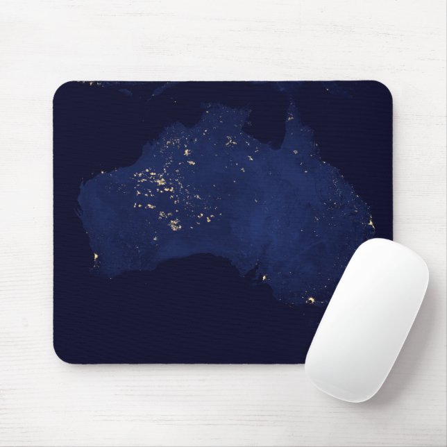Alfombrilla De Ratón Satélite Las Luces Nocturnas De Australia. (Con ratón)