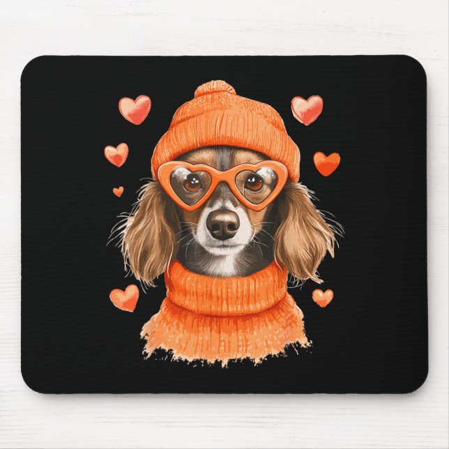Alfombrilla De Ratón Sausage Dog Heart Doxie Girl Valentine's Day Women (Frente)