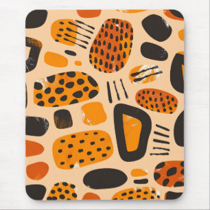 Alfombrilla De Ratón "Savanna Pop: Vibes tribales en Naranja y negro"