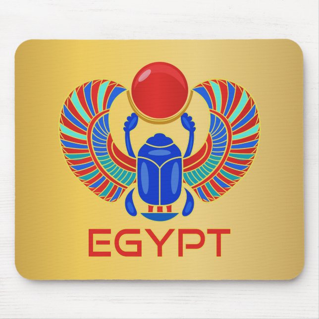 Alfombrilla De Ratón Scarab egipcio con la palabra Egipto (Frente)