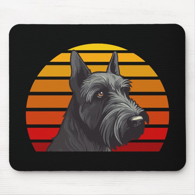Alfombrilla De Ratón Schnauzer Atardecer Retro (Frente)