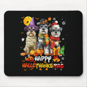 Alfombrilla De Ratón Schnauzer Feliz Hallothanksmas Amante Perros Navid