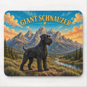 Alfombrilla De Ratón Schnauzer Gigante, Grand Teton Acuarela Vintage