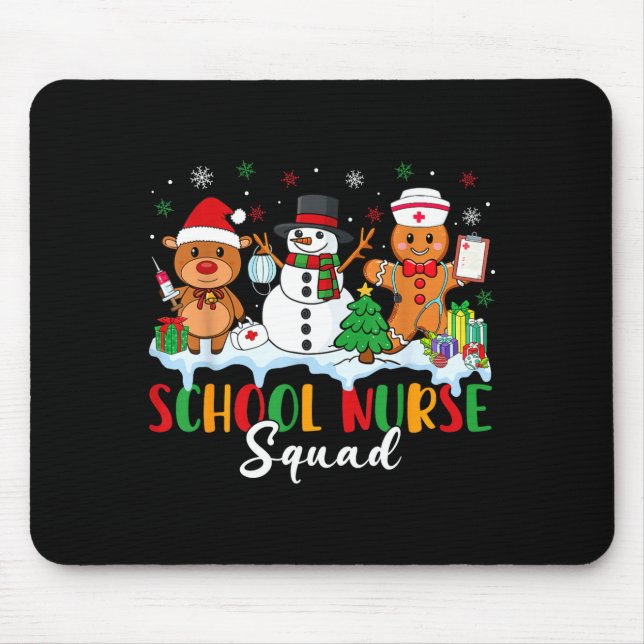 Alfombrilla De Ratón School Nurse Squad Reindeer Snowman Gingerbread Ch (Frente)