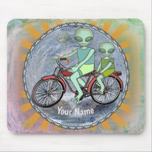 Alfombrilla De Ratón Scifi Alien Riding Bike Mouse Pad