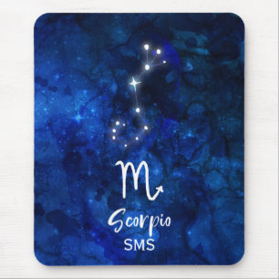 Alfombrilla De Ratón Scorpio Constelación Zodiaca Galaxia Azul Monogram