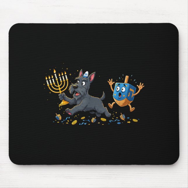 Alfombrilla De Ratón Scottierrier Dreidel Menorah Hanukkah Kids Womens  (Frente)