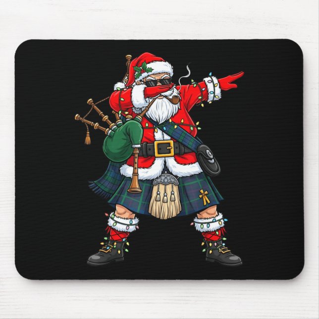 Alfombrilla De Ratón Scottish Santa Bagpes Dabbing Christmas Funny Holi (Frente)