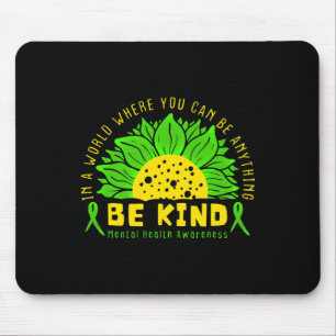 Alfombrilla De Ratón Sé Amable Cinta Verde Girasol Conciencia de Salud 