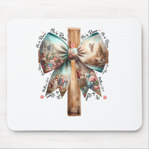 Alfombrilla De Ratón Se Levanta Jesús Coquette Bow Cruza Pascua Mujeres