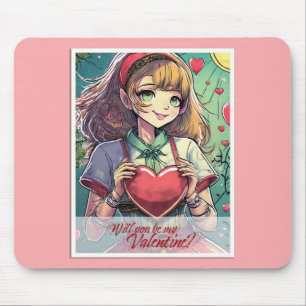 Alfombrilla De Ratón Sé mi San Valentín al estilo manga 33419