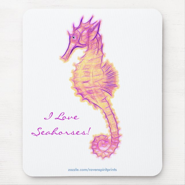 Alfombrilla De Ratón SEA-HORSE (Rosa y Golds) Mousepad (Frente)