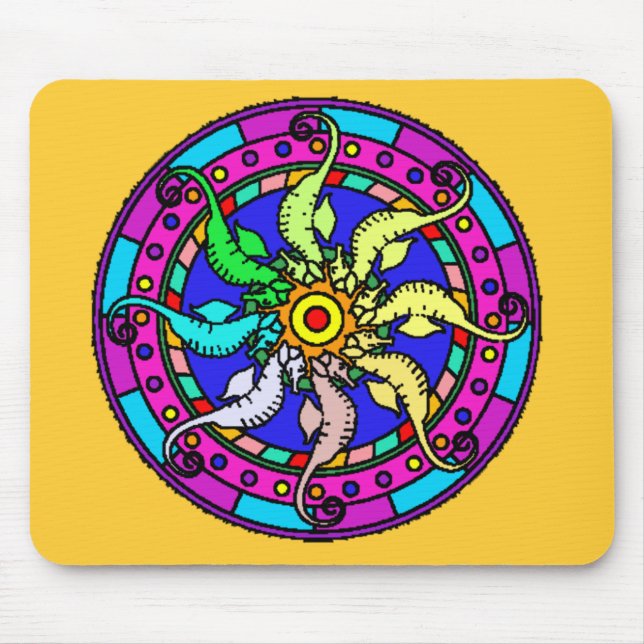 Alfombrilla De Ratón seahorse Mousepad de la mandala (Frente)