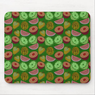 Alfombrilla De Ratón Seamless pattern tropical fruit & green background