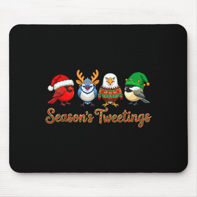 Alfombrilla De Ratón Season's Tweetings Funny Christmas Birdwatcher Squ (Frente)